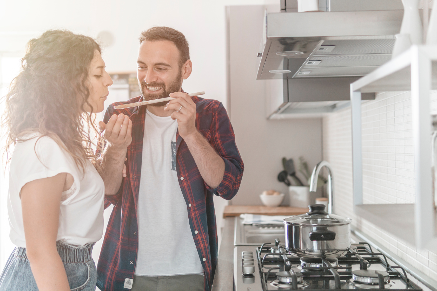 Couple Cooking Together Indoors